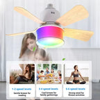 Smart RGB Ceiling Fan – E27 Bluetooth Lamp for Bedroom Decor