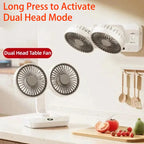 Portable Double Head Desk Fan – 8000mAh Cooling for Household and Office Use