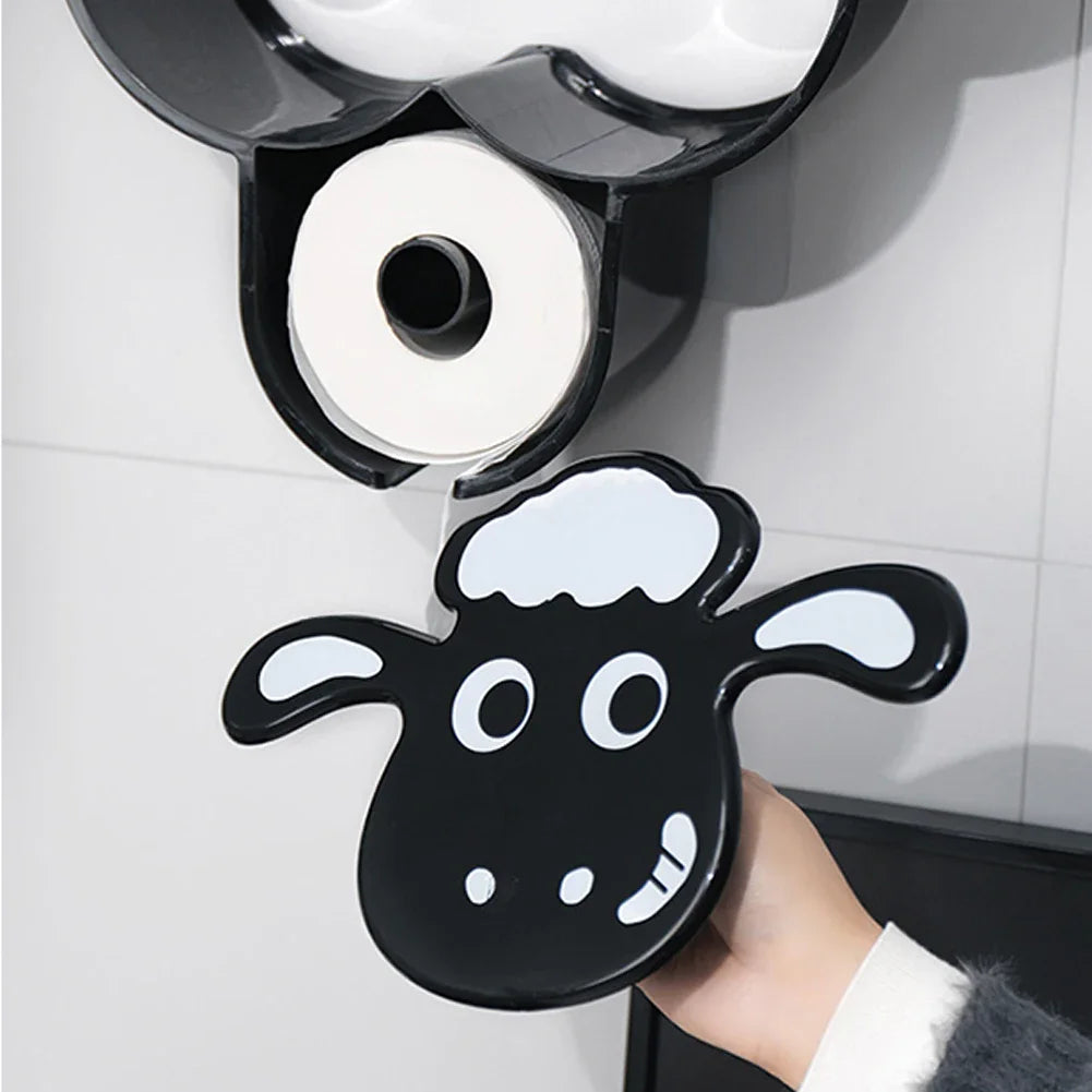 Sheep Toilet Paper Holder – Wall Mounted Metal Organizer for Bathroom Decor