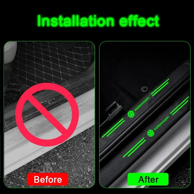 Carbon Fiber Door Sill Stickers – Protective Threshold Decals for Volkswagen