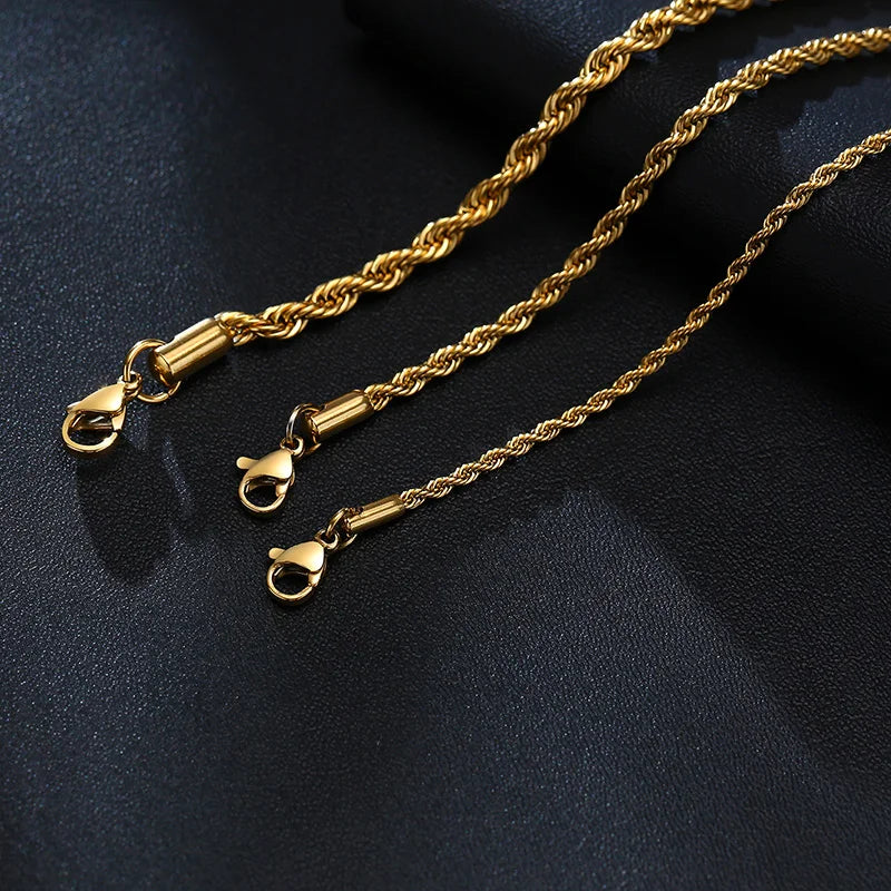 Stainless Steel Rope Chain Bracelet – Unisex Twisted Link Jewelry for Gift
