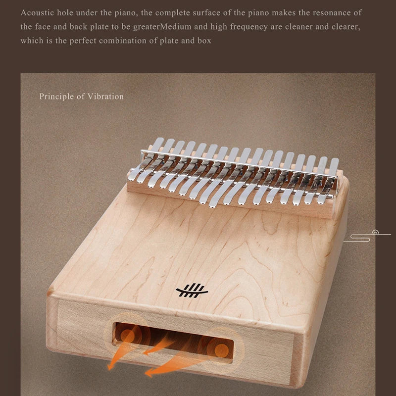 Hluru Wooden Kalimba – 21 Key Thumb Piano for Music Beginners and Education