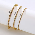 Stainless Steel Rope Chain Bracelet – Unisex Twisted Link Jewelry for Gift