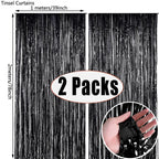 Metallic Foil Tinsel Fringe Curtains – Silver Backdrop for Party Decoration
