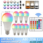 RGB LED Light Bulb – Dimmable 16 Color Remote for Home Bedroom Decor