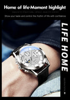 OLEVS Quartz Men's Watch – Luxury Waterproof Leather Wristwatch for Business