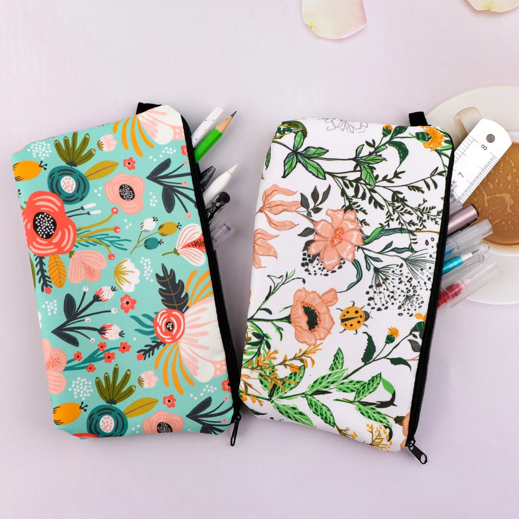 Floral Zipper Makeup Bag – Portable Travel Cosmetic Organizer for Women