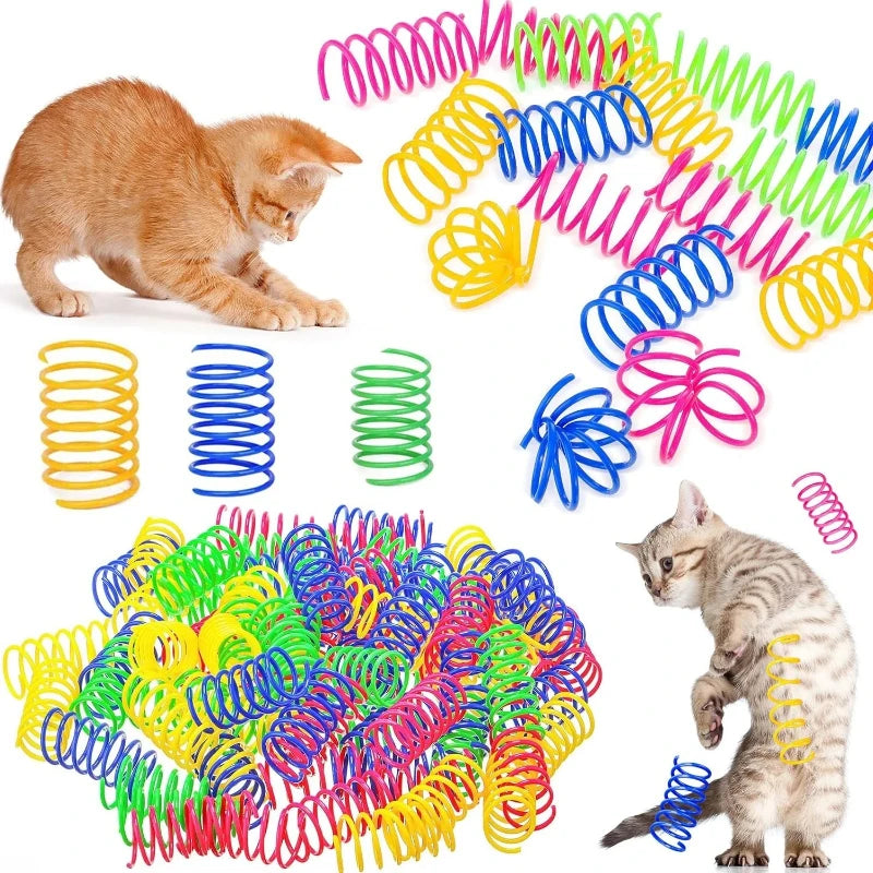 Colorful Plastic Cat Spring Toys – Interactive Coil for Kitten Exercise