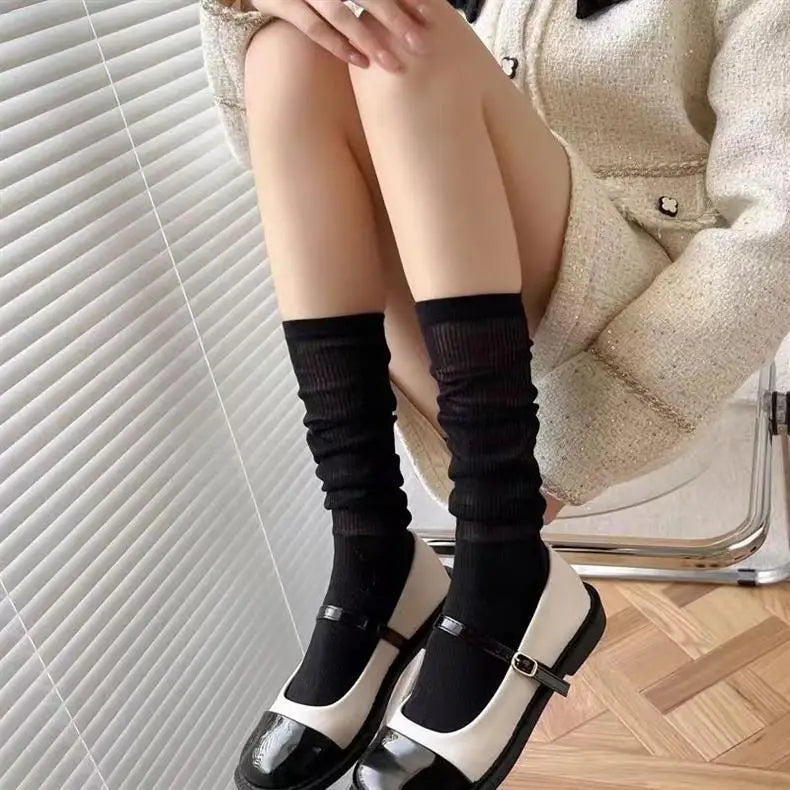 Vertical Striped Mid-Length Socks – Breathable Cotton for Daily Wear