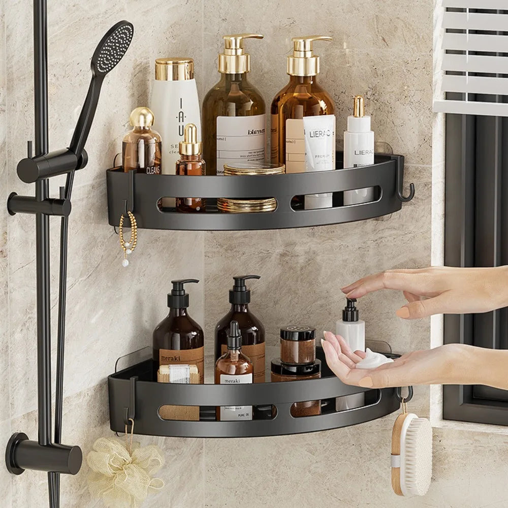 Adhesive Shower Shelf – Waterproof Bathroom Organizer for Shampoo and Towels