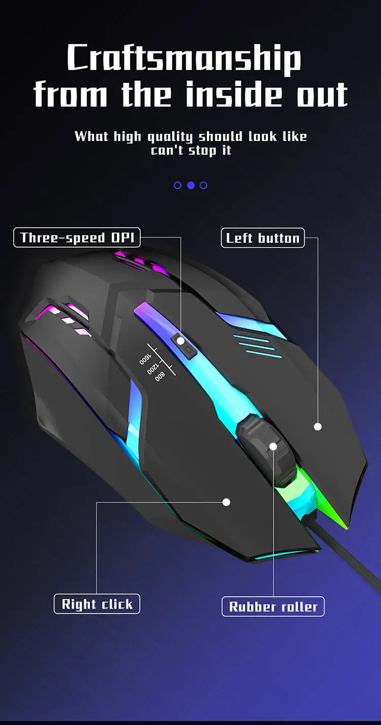 Wired LED Gaming Mouse – Ergonomic Backlit Optical Mouse for PC Desktop Laptop