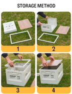 Folding Storage Box – Wooden Lid for Camping and Car Trunk Organization