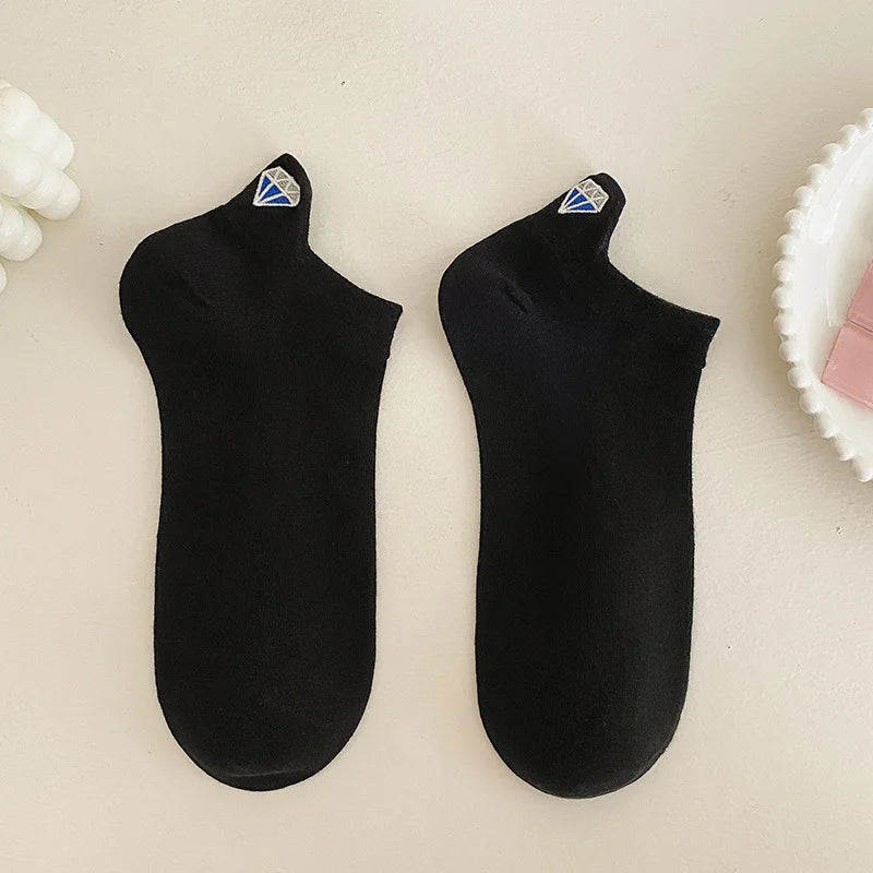 Embroidered Cotton Animal Socks – Breathable Casual Footwear for Women