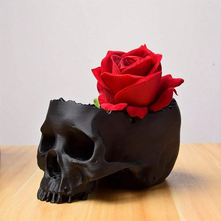 3D Printed Skull Flowerpot – Gothic Hanging Basket for Home and Office Decor