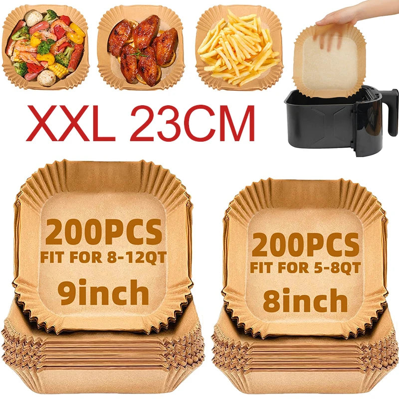 Disposable Air Fryer Parchment Liners – 9 Inch Nonstick Paper for Baking