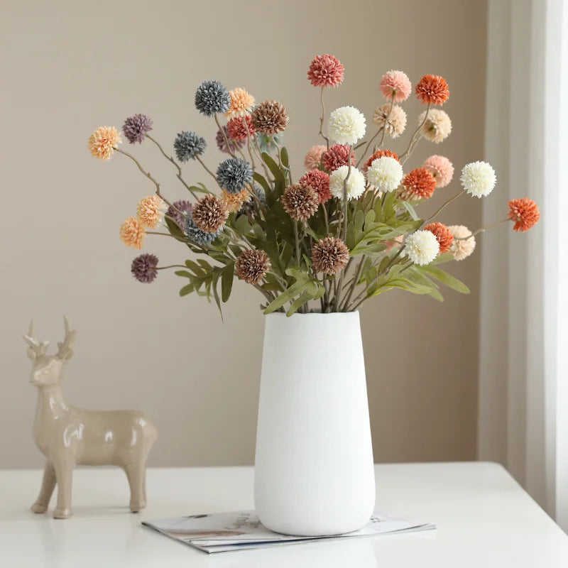 Silk Dandelion Flower Bouquet – Artificial Floral Decor for Wedding Home