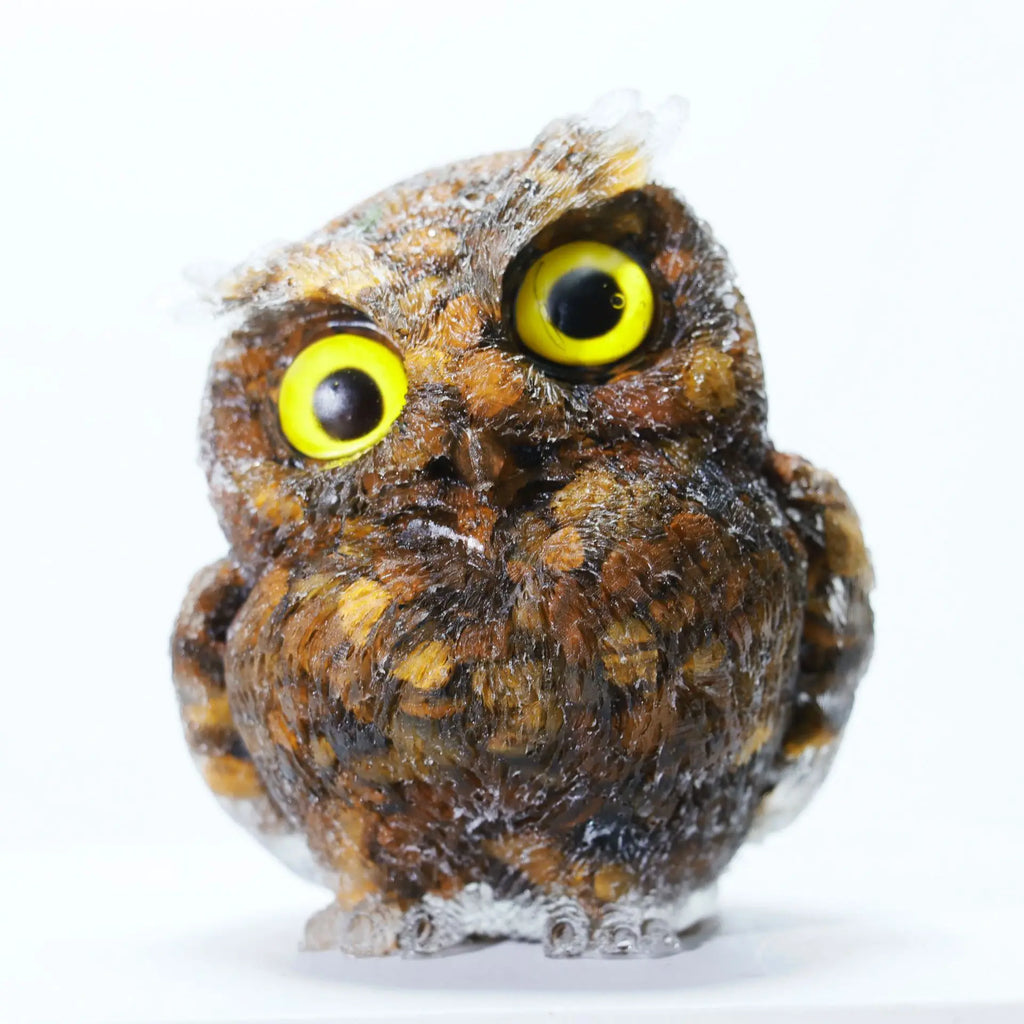 Crystal Owl Ornament – Natural Gemstone Figurine for Home Decor and Aquarium