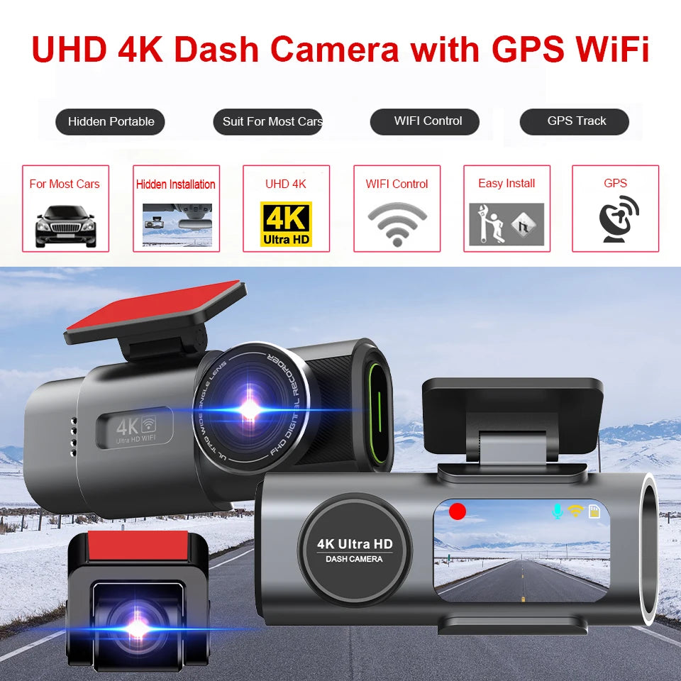 4K WiFi Dash Cam – GPS Night Vision Car DVR for Vehicle Security