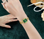 Gold Stainless Steel Quartz Watch – Elegant Square Dial for Business Fashion