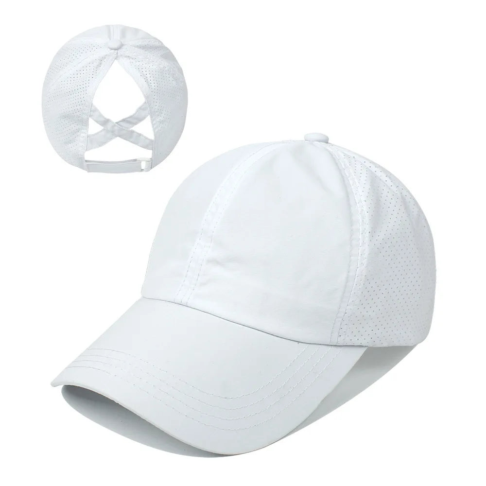Ponytail Baseball Cap – Quick-Drying Mesh Visor for Outdoor Athleisure