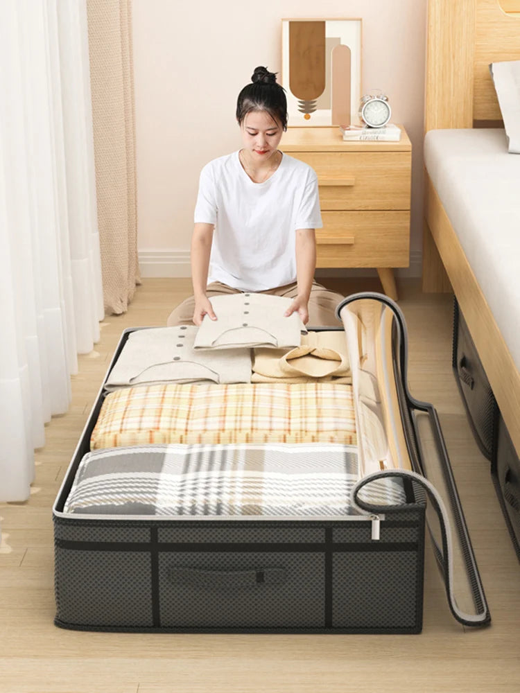 Foldable Large Underbed Storage Bag – Quilt and Clothing Organizer for Bedroom