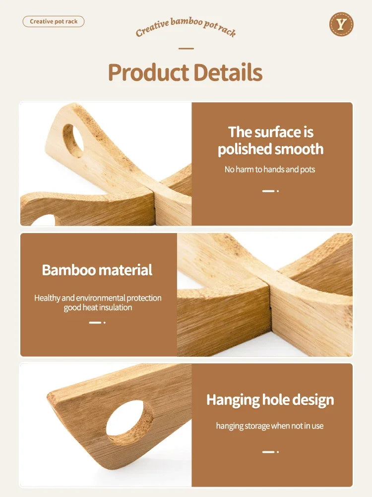 Wooden Cross Trivet – Heat-Resistant Foldable Mat for Kitchen Dining