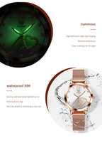 Quartz Women's Watch – Milanese Mesh Band with Diamond Accents for Daily Wear