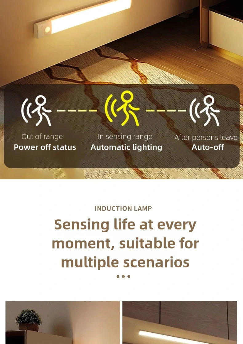 LED Motion Sensor Night Light – Rechargeable Wireless Lamp for Kitchen Bedroom