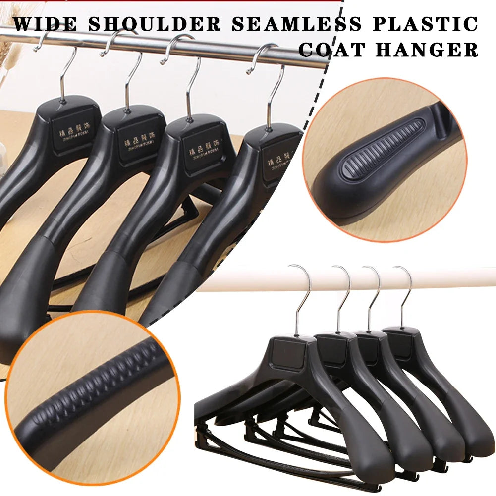 Wide Shoulder Plastic Hangers – Seamless Coat Racks for Wardrobe Storage