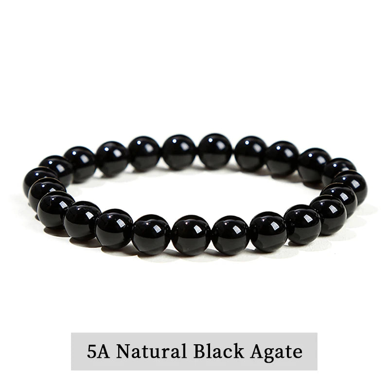 Natural Stone Bead Bracelet – Healing Crystal Gemstone Jewelry for Men and Women