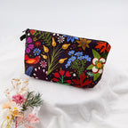 Floral Zipper Makeup Bag – Portable Travel Cosmetic Organizer for Women