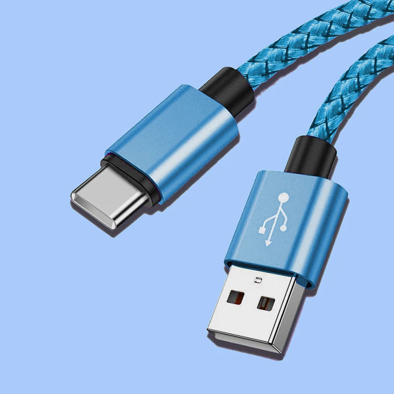 Braided Nylon USB-C Charging Cable – Fast Data Sync for Android and iPhone