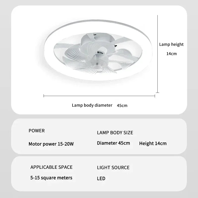 Enclosed Circular Ceiling Fan Light – Remote Controlled for Bedroom Living Room