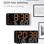 LED Digital Wall Clock – Temperature and Date Display for Home Office