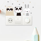 Cartoon Animal Switch Stickers – Cute Boho Wall Decals for Kids Nursery