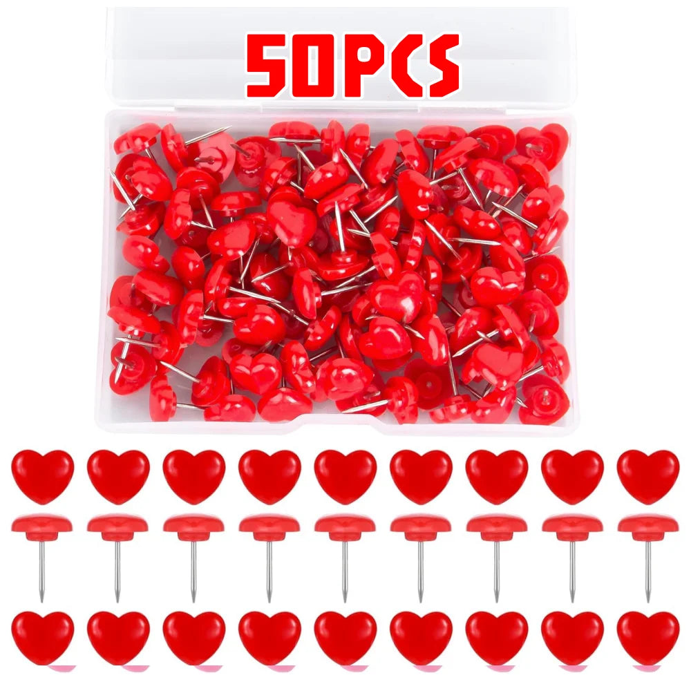Heart Push Pins – Decorative Red Thumbtacks for Cork Boards and Office Decor