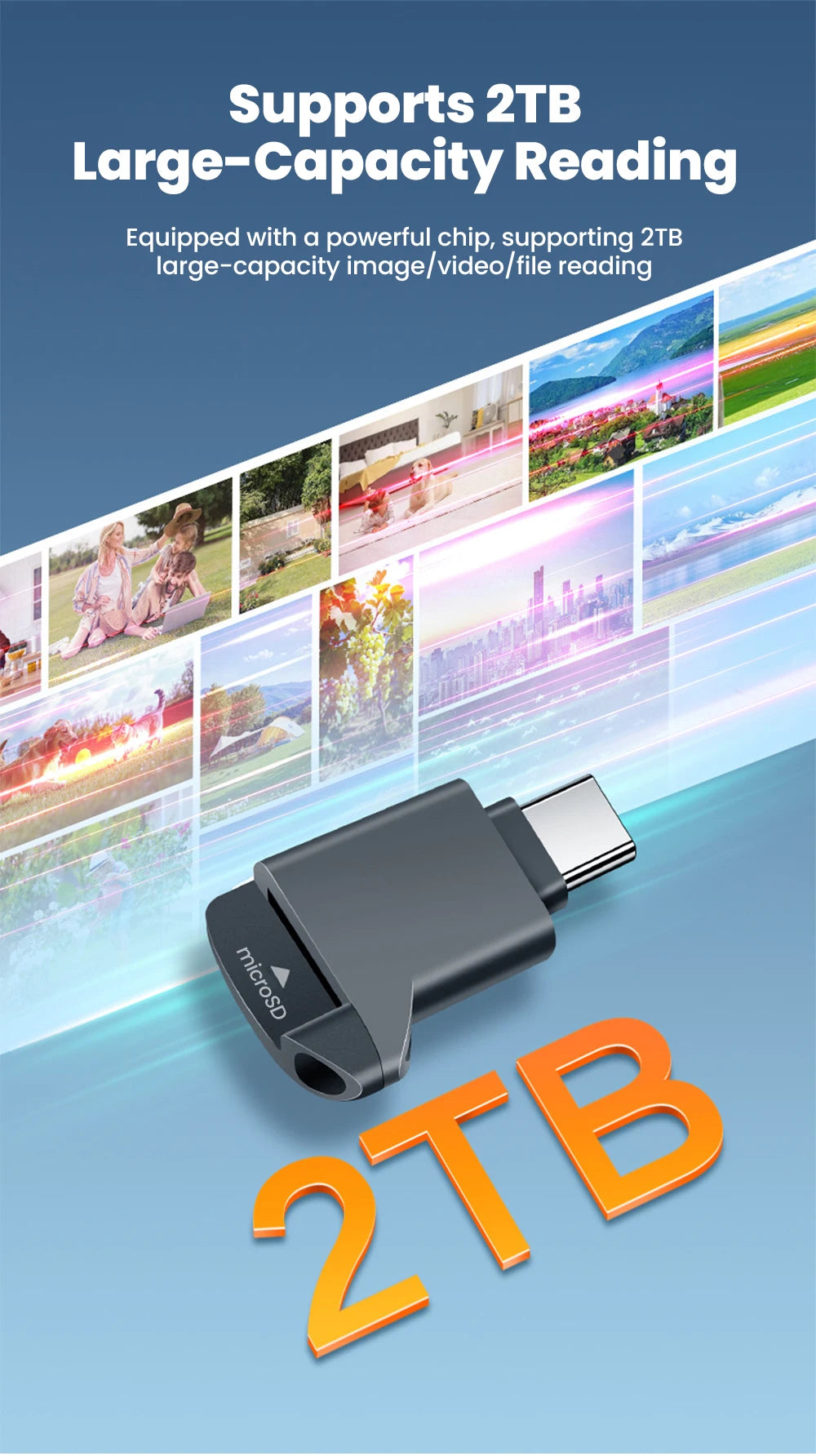 USB-C TF Card Reader – Compact External Storage for Smartphones