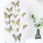 3D Hollow Butterfly Wall Decals – Metallic Gold and Silver Art for Home Decor