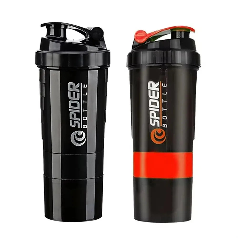 Portable Protein Shaker Bottle – 500ml Mixer Cup with Storage for Gym Fitness