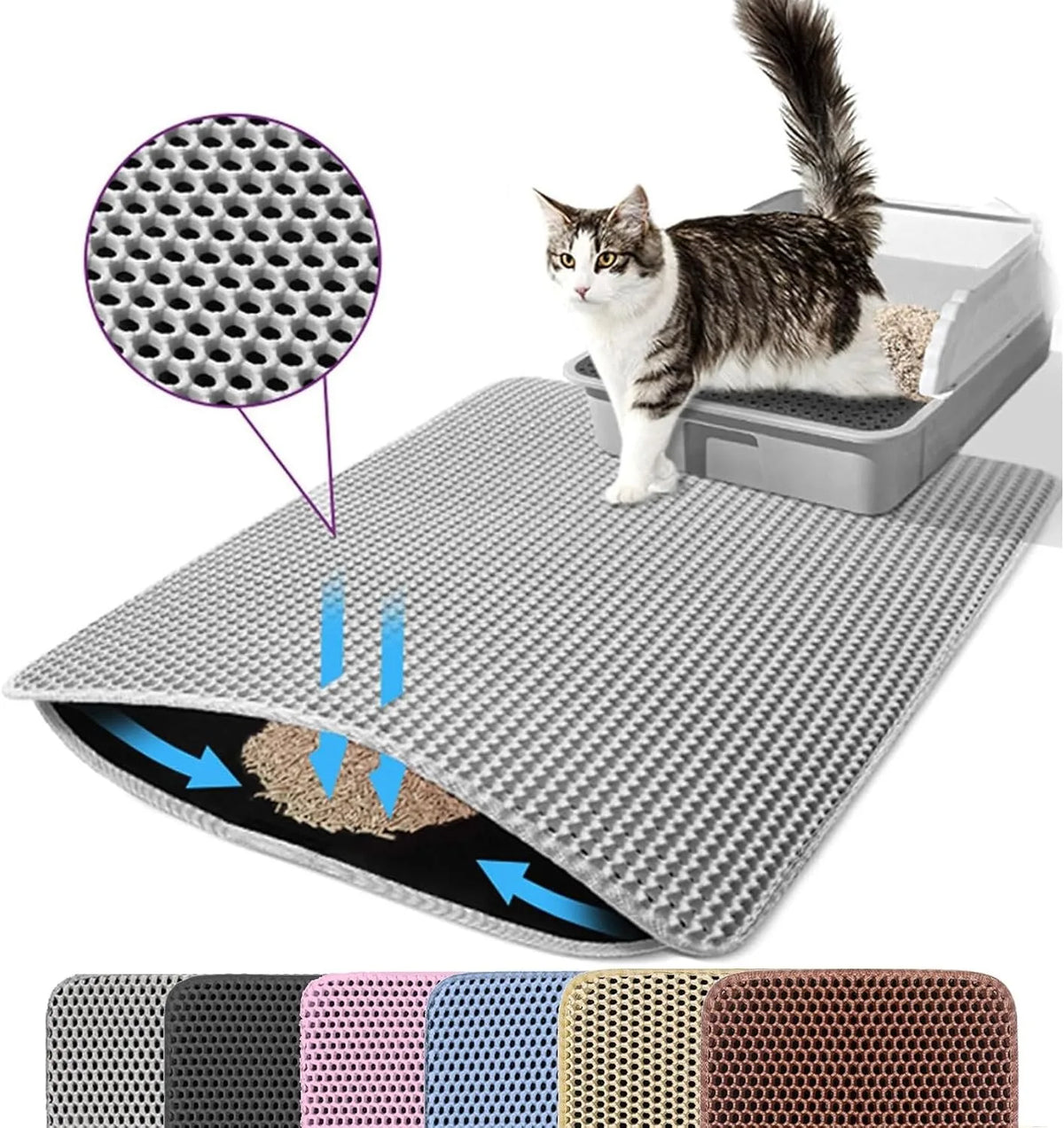 Double Layer Cat Litter Mat – Waterproof Non-Slip Pad for Pet Cleanliness