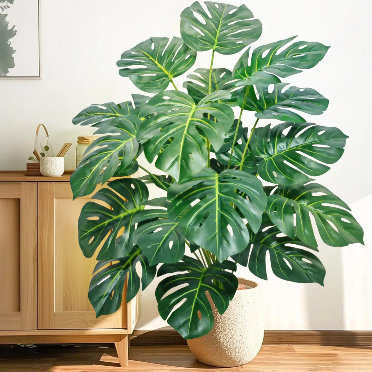 Artificial Monstera Plant – 104cm Plastic Palm Tree for Home Office Decor