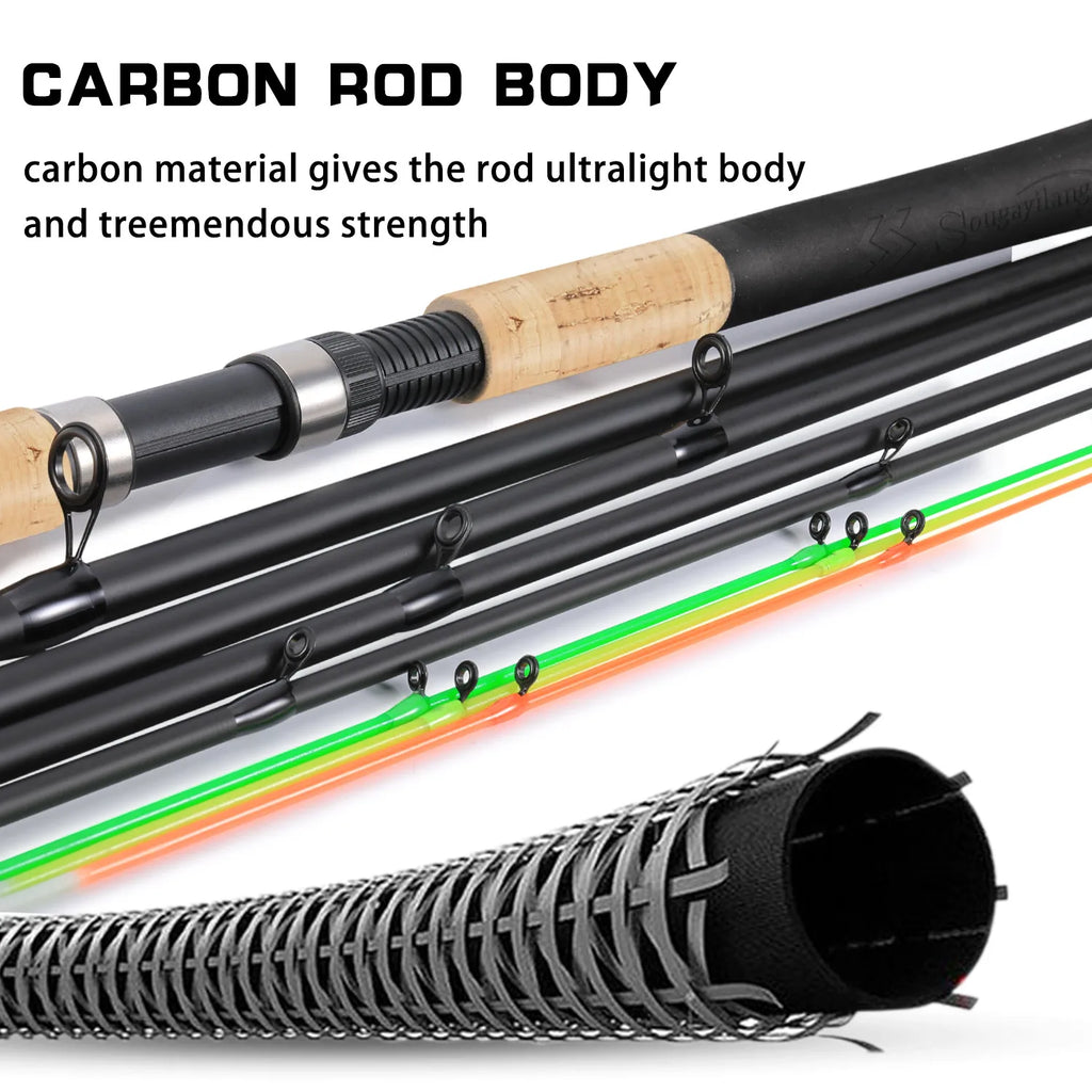 Carbon Fiber Feeder Fishing Rod – 3M Cork Handle Pole for Carp Angling