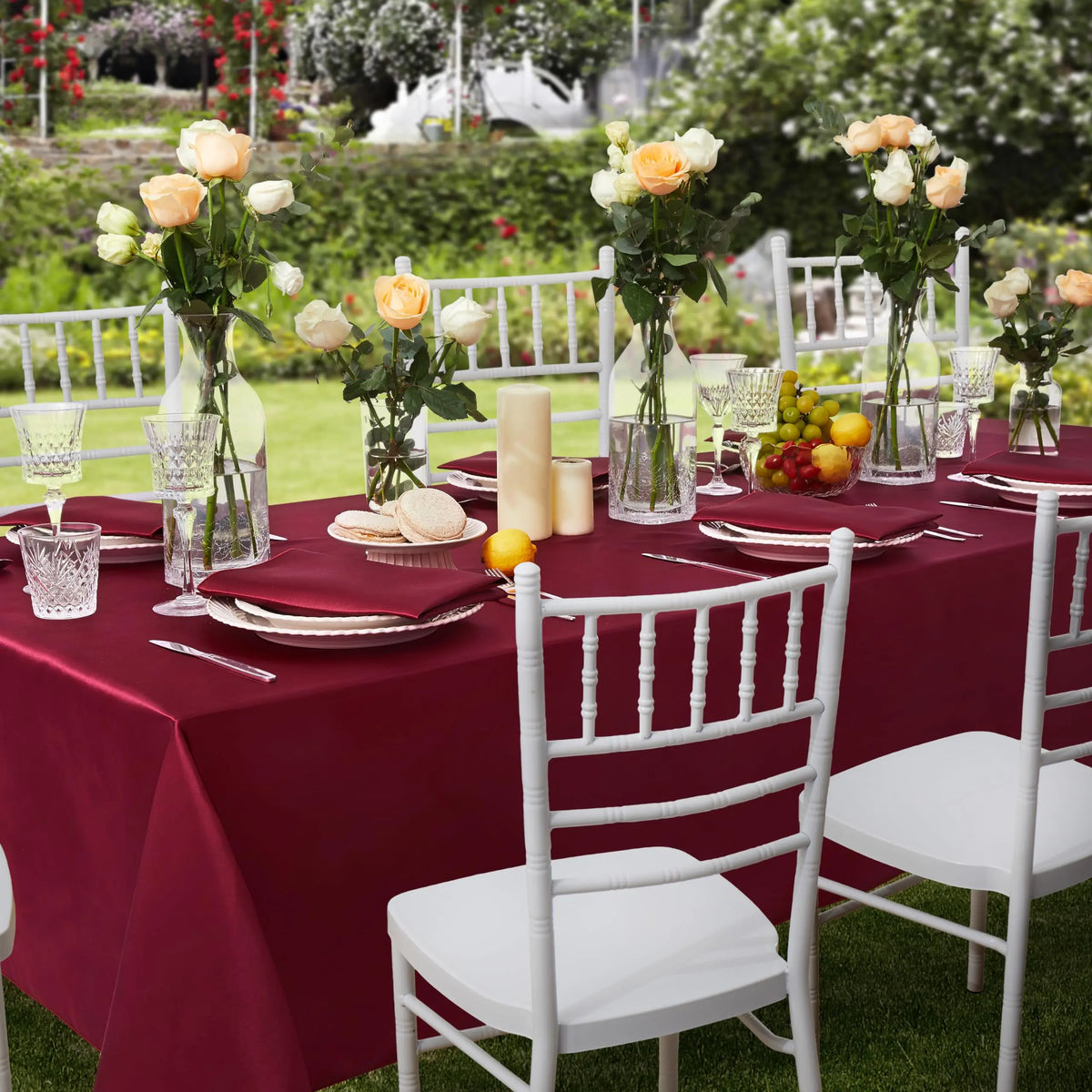 Rectangle Satin Tablecloth – Silky Soft Solid Table Cover for Wedding Banquet