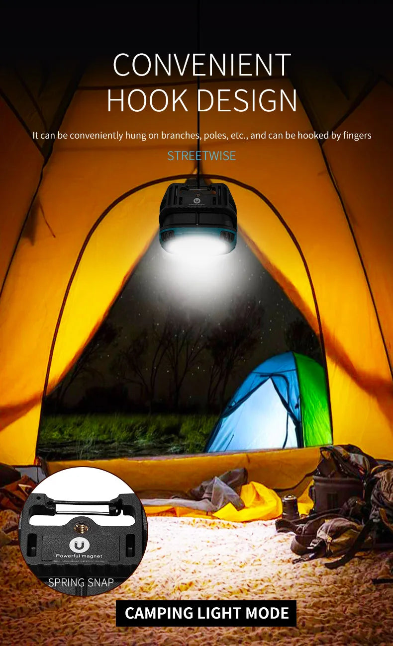 Rechargeable LED Spotlight Lantern – Magnetic Work Light for Outdoor Camping