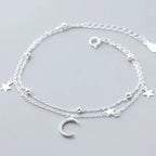 Sterling Silver Star Moon Bracelet – Vintage Crystal Jewelry for Women