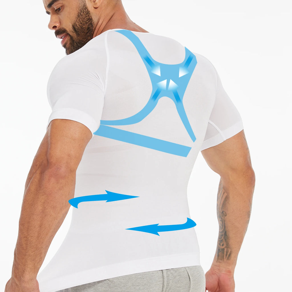 Men's Compression Shapewear Shirt – V-Neck Tummy Control for Fitness Workout