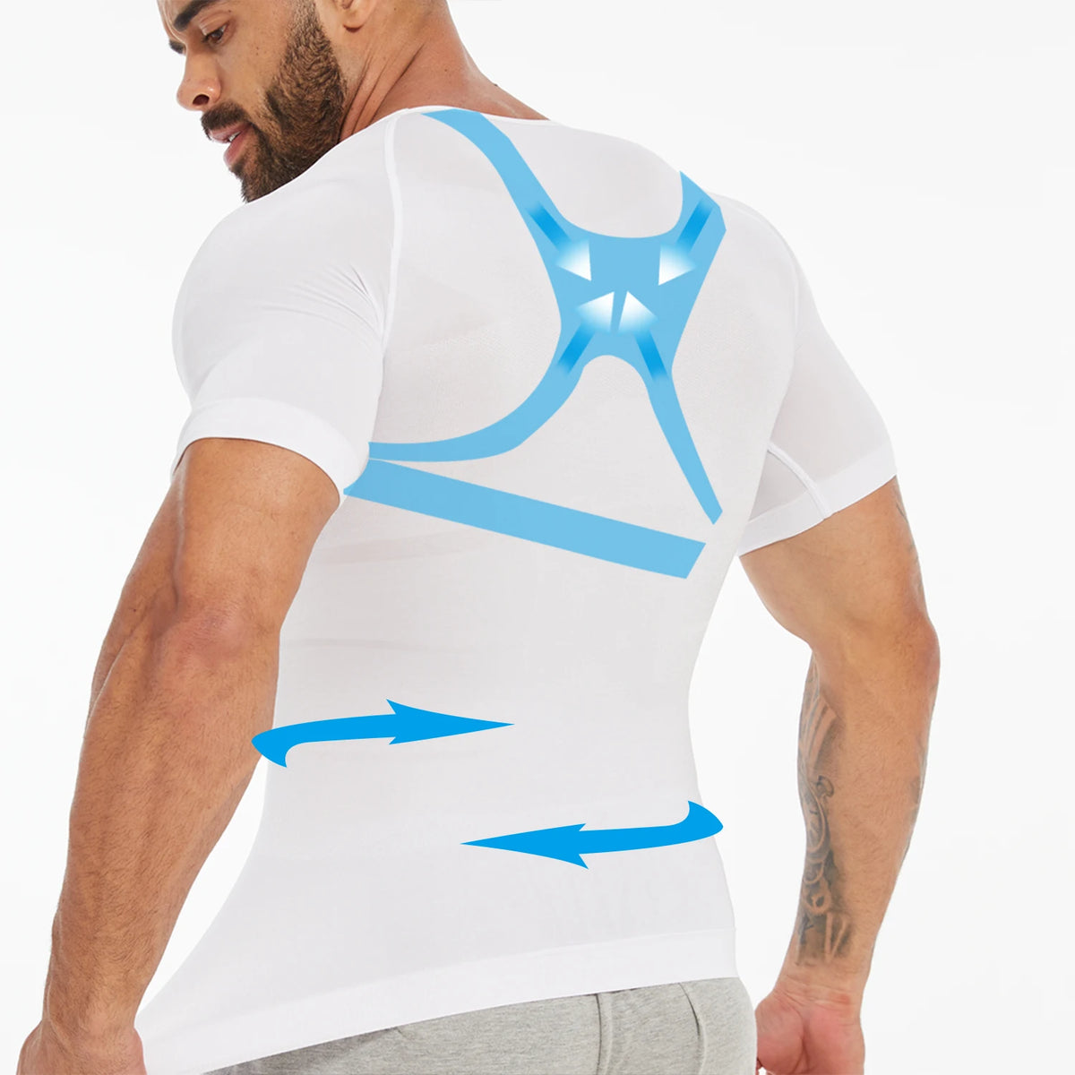 Men's Compression Shapewear Shirt – V-Neck Tummy Control for Fitness Workout