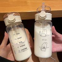 Transparent Sports Water Bottle – Durable Bouncing Straw for Gym and Hiking