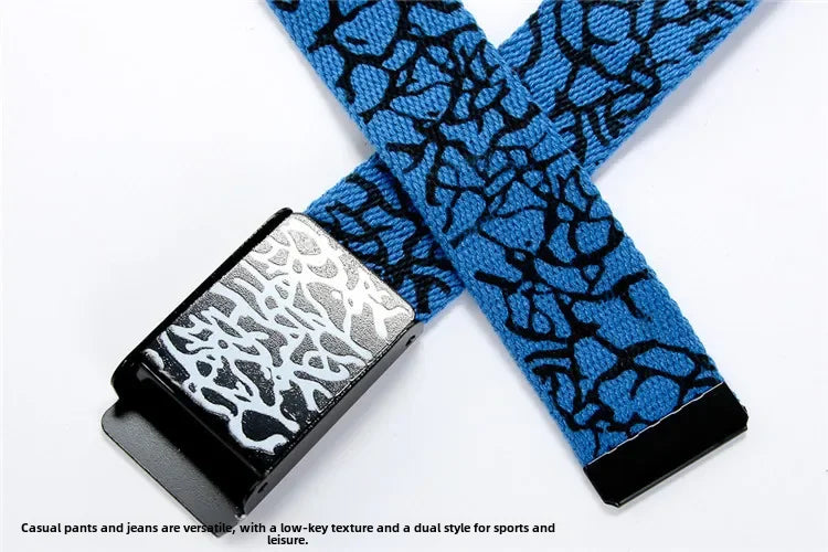 Graffiti Print Canvas Belt Pants – Unisex Streetwear for Casual Hip Hop Style