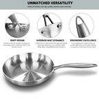 Stainless Steel Frying Pan – Nonstick Uncoated Cookware for Kitchen Stoves